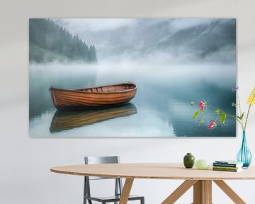 Een verlaten houten boot panorama