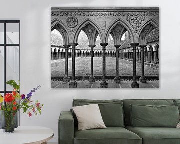 Monastery corridor of Mont-Saint Michel abbey