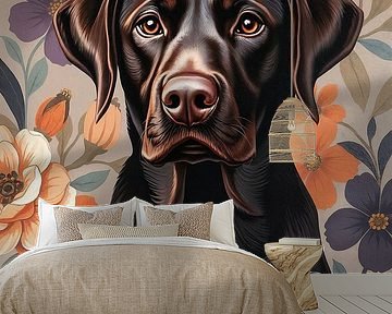 chocoladebruine labrador gebloemd