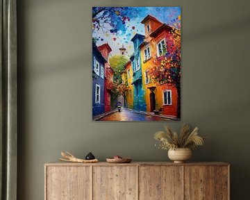 Herbstgasse der Farben – Träume in Gold und Blau