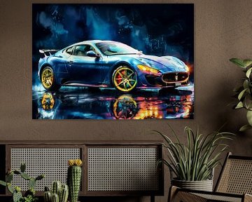 Maserati MC20 aquarel neon van MIROKKU