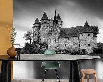 Castle in France in black and white