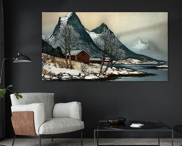 Lofoten Fjord in de winter van Nick Wendt