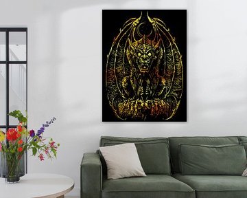 Moonlit Gargoyle: Gothic Artwork by Ramy Salah Hefny