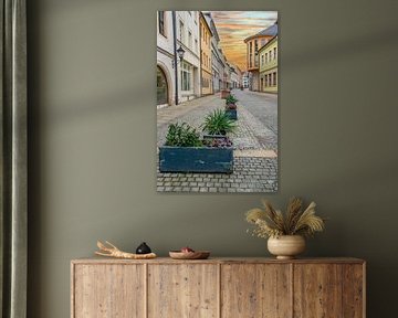 Straße in der Altstadt Plauen Sachsen Vogtland Ostdeutschland