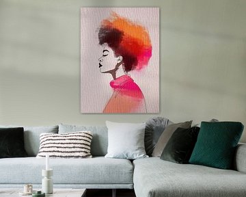 Modern mixed media portret van een vrouw: Innerlijke rust