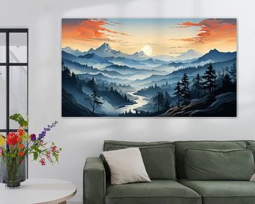 Bergen in het Juragebergte met zonsondergang en mist van Animaflora PicsStock