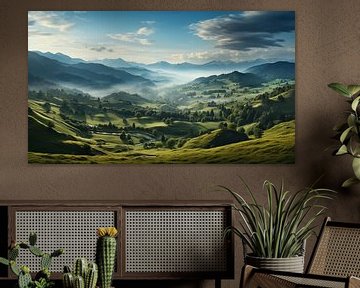 Panorama Jura Gebergte Groene natuur met bergen in de mist van Animaflora PicsStock