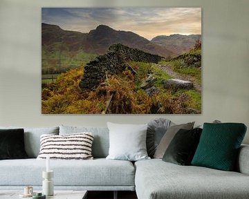 Langdale Valley Cumbria - wall van Hans Janssen
