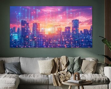 Conceptueel panorama van een skyline van een stad van Ariadna de Raadt-Goldberg