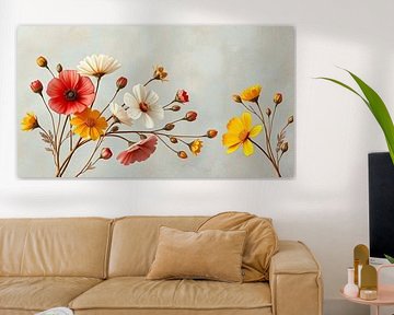 un certain nombre de fleurs des champs aux couleurs gaies.