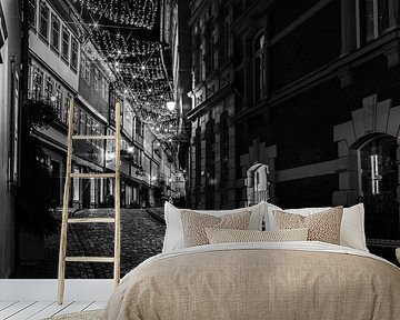 Erfurt Krämerbrücke zu Weihnachten Schwarz-Weiß von Mixed media vector arts