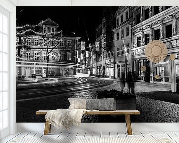 Erfurt - Fischmarkt - Weihnachten - Straßenbahn Schwarz-Weiß von Mixed media vector arts