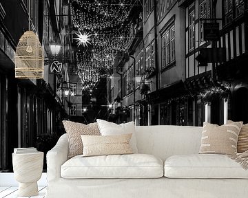 Erfurt Krämerbrücke zu Weihnachten Schwarz-Weiß von Mixed media vector arts