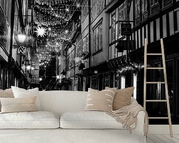 Erfurt Krämerbrücke zu Weihnachten Schwarz-Weiß von Mixed media vector arts