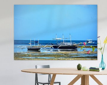 Traditionele boten op het strand van El Nido van Frank Photos