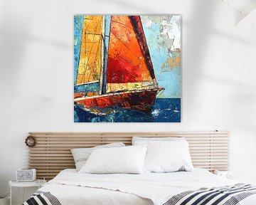 Vrolijk zeilschip in kleuren van OMG Art