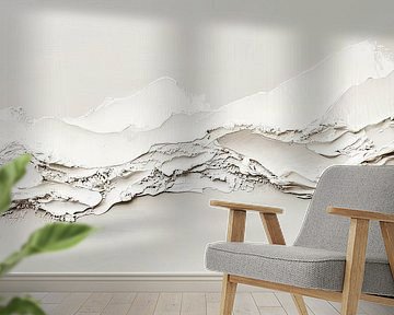 Abstract mountain range in subtle layers of white and shadow by Color Square