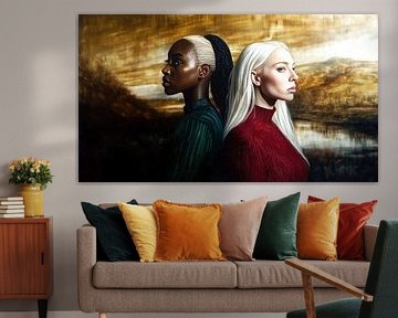 Twee modellen voor een abstract schilderij