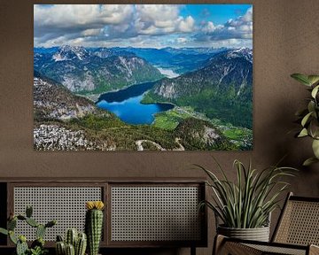 Uitzicht op het meer van Hallstatt vanaf het Dachstein-gebergte van Andreas Völkel