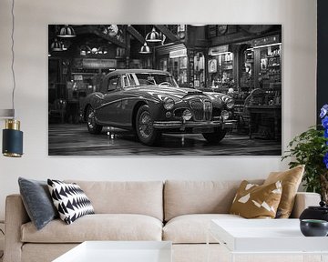 Oude oldtimer in een garage sepia zwart-wit foto klassieke auto ontwerp van Animaflora PicsStock
