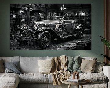 Oude oldtimer in een garage sepia zwart-wit foto klassieke auto ontwerp van Animaflora PicsStock