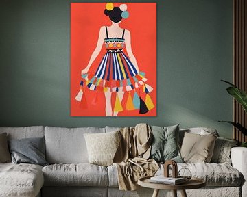 Woman with colourful pom poms by Franka Poulain
