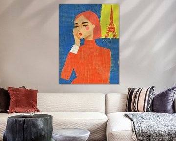 Vrouw denkt aan parijs van Franka Poulain