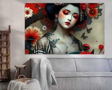 Art japonais avec femme Geisha sur Egon Zitter
