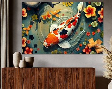 japanse kunst koi karpers goudvissen van Egon Zitter