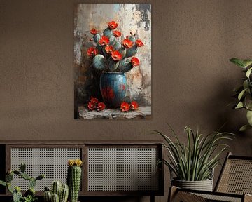 Abstrakte Blumenvase | Rebellion in Blüte und Stein von Kunst Laune