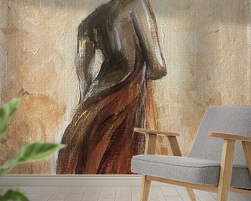 Elegante dromerige vrouw schilderij