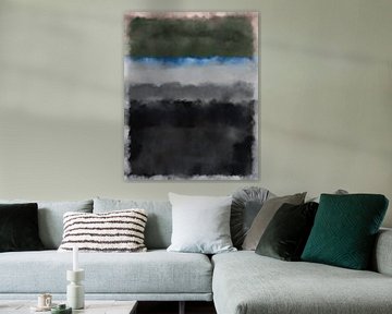 Groen, blauw, grijs, zwart. Kleurenveldschilderij geïnspireerd door Mark Rothko. van Dina Dankers