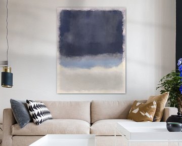 Warm grijs, lichtblauw en wit. Kleurenveldschilderij geïnspireerd door Mark Rothko. van Dina Dankers
