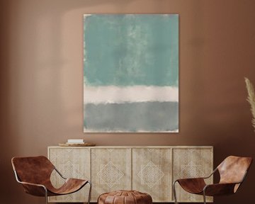 Mintgroen, wit, grijs. Kleurenveldschilderij geïnspireerd door Mark Rothko. van Dina Dankers