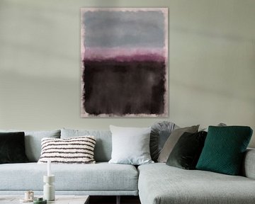 Grijsblauw, lichtpaars, zwart. Kleurenveldschilderij geïnspireerd door Mark Rothko. van Dina Dankers