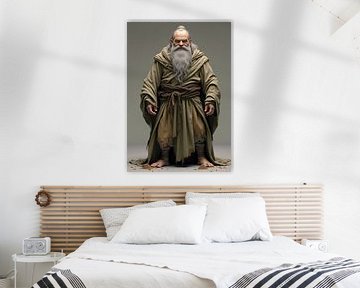 Digitale rendering van een oudere man in een olijfgroene mantel van Markus Gann