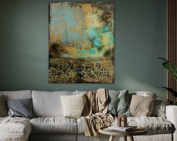 Abstract schilderij, aardetinten, mysterieus landschap van Joriali Abstract