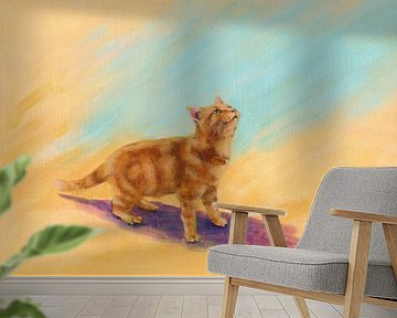 Speelse roodbruine kat