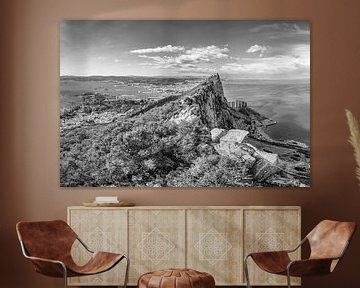 Berg van Gibraltar in zwart-wit van Manfred Voss, Zwart-Wit Fotografie