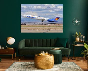 Take-off Allegiant MD-83 passenger aircraft. by Jaap van den Berg