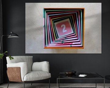 Square spiral with number 2 (two) colourful