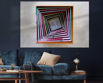 Square spiral with number 1 (one) colourful