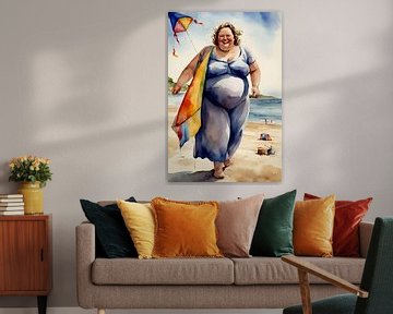 Cosy lady flying a kite by De gezellige Dames