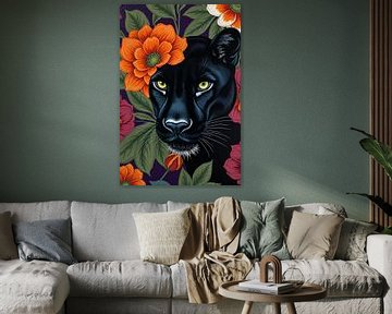 Jaguar / Panther floral by Liona Toussaint