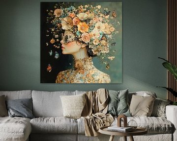 Bloemen en Vlinders van Blikvanger Schilderijen