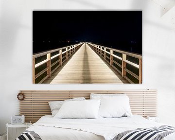 Uitzicht op de pier in Ahlbeck aan de Baltische Zee bij nacht van Andreas Völkel