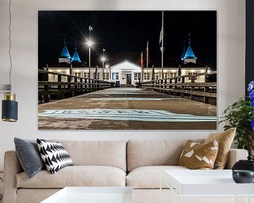 Uitzicht op de pier in Ahlbeck aan de Baltische Zee bij nacht van Andreas Völkel