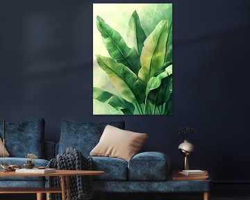 Tropical banana leaves nature art