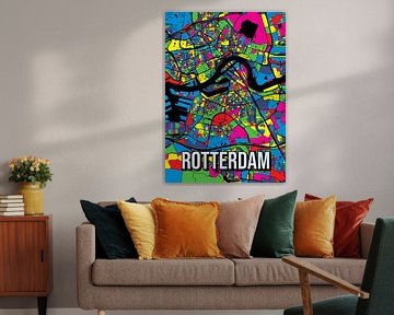 Rotterdam Pop Art Kleurijke Stadskaart Kaart van Jorn van Hezik